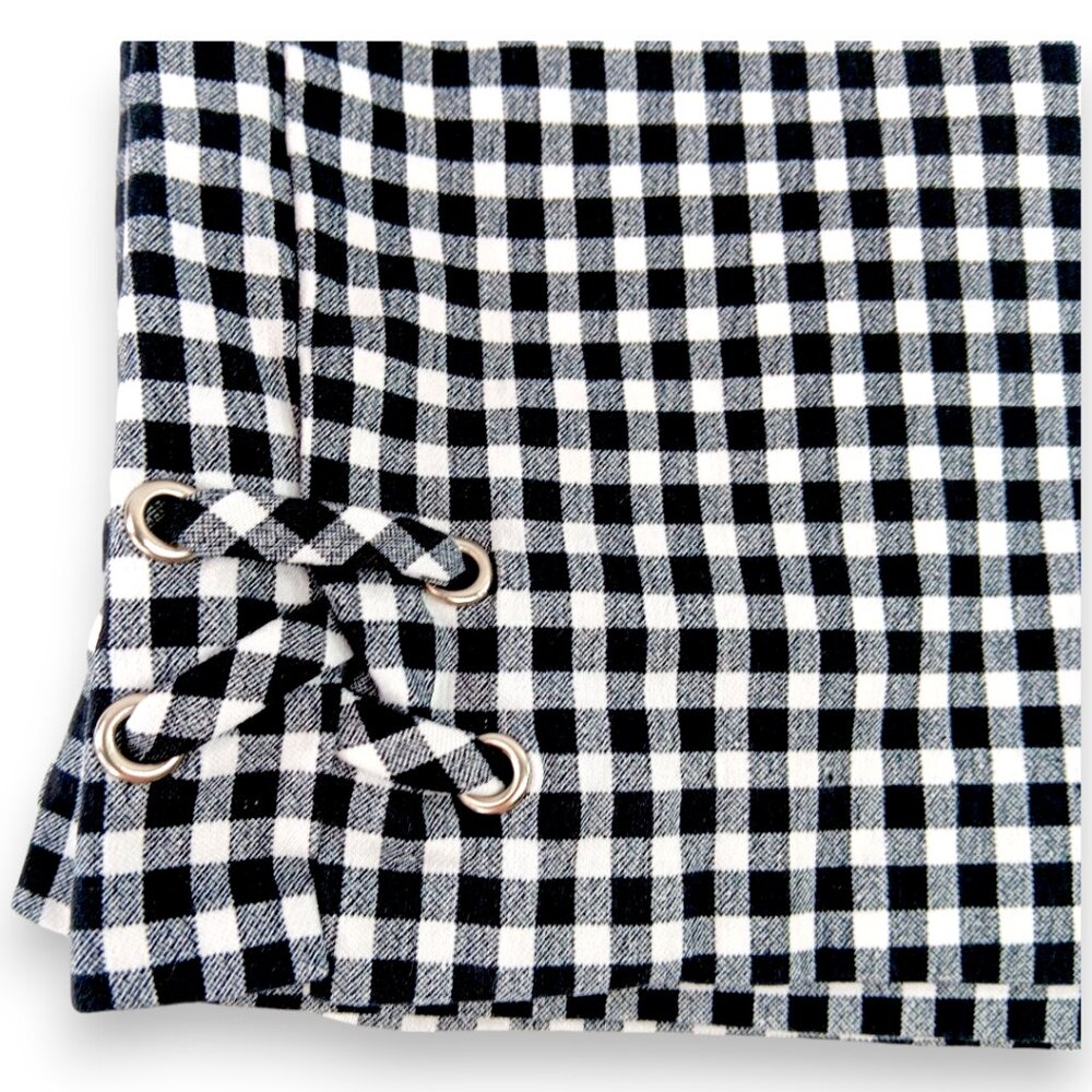 Ingredients- Women's-Gingham Checkered Black-White Shorts-Flat Panel-Summer - Picture 5 of 12